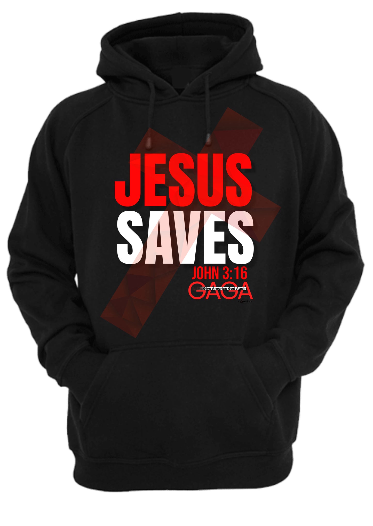 GAGA-JESUS SAVES BLACK HOODIE RED/OUT