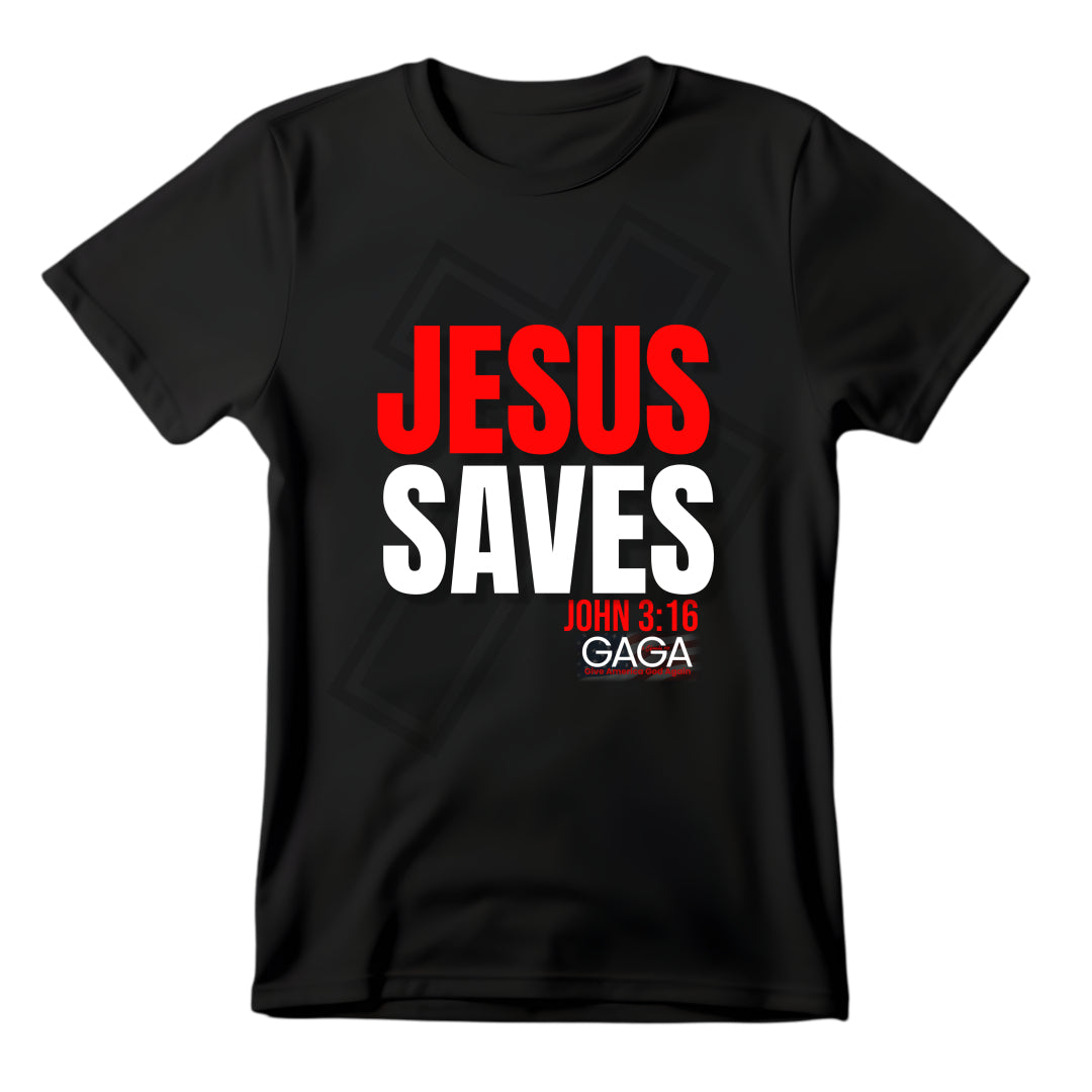 GAGA-JESUS SAVES BLACK TEE BLK/OUT