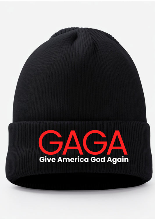 GAGA BLACK BEANIE WHITE LT