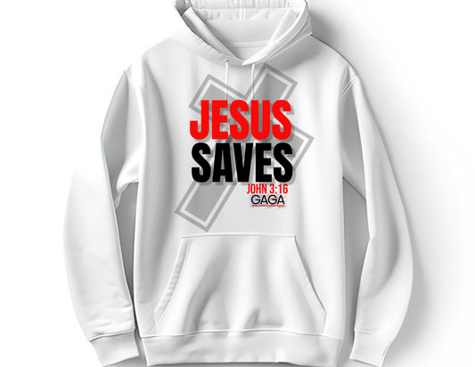 GAGA-JESUS SAVES WHITE HOODIE  BLK/OUT